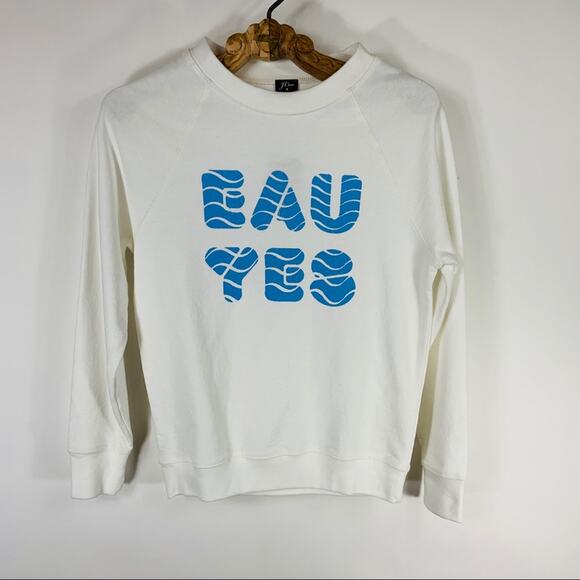 NWT J Crew White Eau Yes Sweatshirt Crew Neck XS - Picture 5 of 9